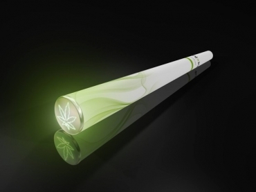 Ilustração de cigarro eletrônico de maconha, comercializado pela empresa holandesa E-njoint