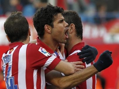 Diego Costa comemora bastante depois de marcar em vitria do Atltico de Madrid