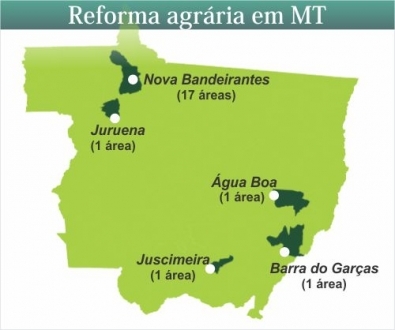 Ao total, so 21 reas, no Estado, que sero entregues  reforma agrria