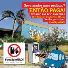 Banner de divulgao que anuncia manifestao no Palcio Paiagus