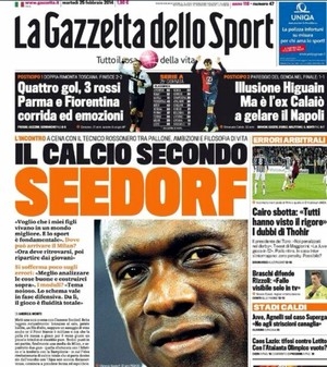 Capa da Gazzetta dello Sport com Seedorf